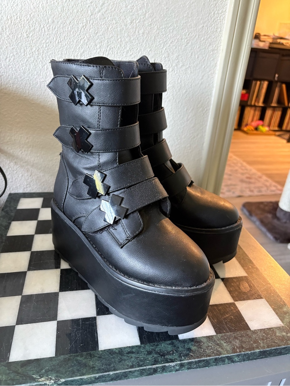 YRU Platform Boots in Black